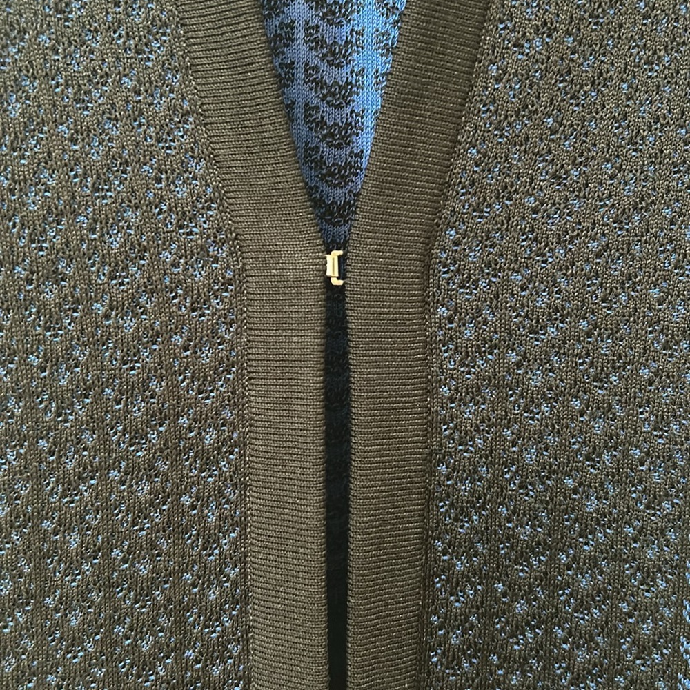 MIN WANG  WOMENS HEAVYWEIGHT CARDIGAN BLACK BLUE LONG SLEEVE SIZE SMALL - Picture 6 of 15